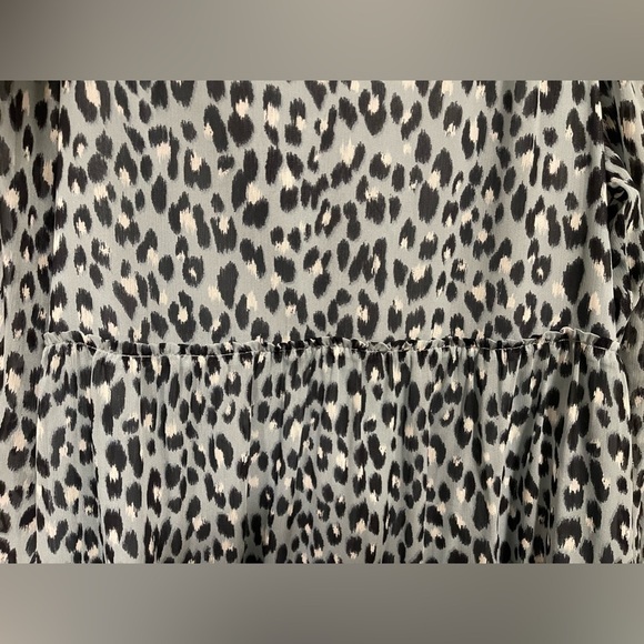 LOFT Gray and Black Leopard Print Long Sleeve Dress - Picture 3 of 16